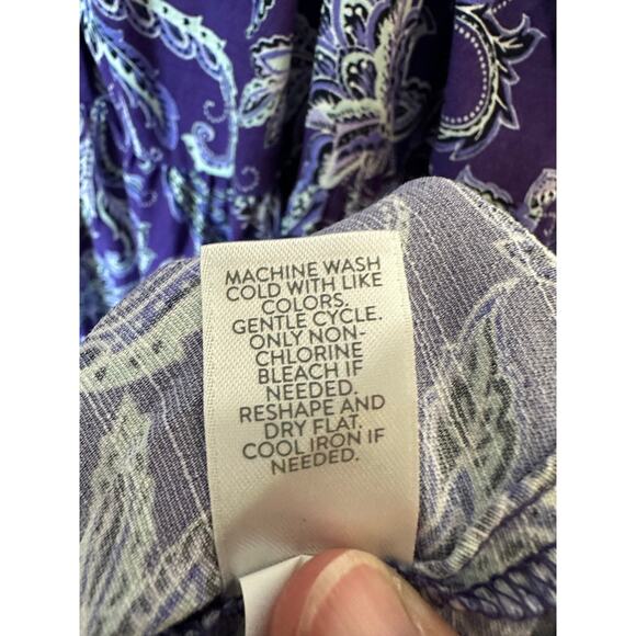 J Jill women’s dress button up Bohemian Paisley, purple 3/4 sleeve plus size ￼ - Picture 7 of 11